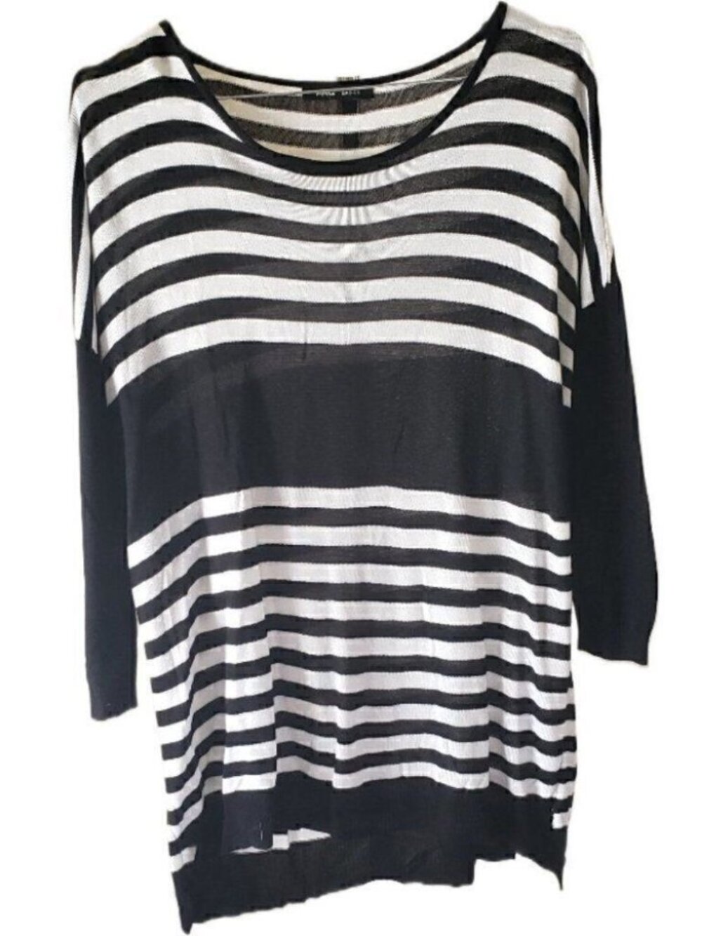 MNG Basics Black & White Striped Lightweight Sweater